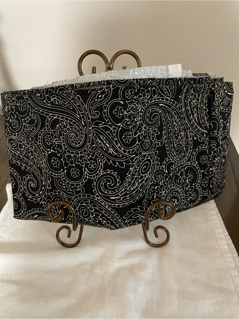 Black Paisley Fabric Panel for Home Decor - Unbranded